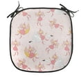 thumbnail image 1 of Cartoon Chair Seating Cushion, Pattern with Flying Fairies Setting on Moon Riding Swan Stick, Soft Seat Pads for Office with Anti-slip Backing, 16"x16", Rose Earth Yellow Pink, by Ambesonne, 1 of 6