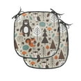 thumbnail image 1 of Cartoon Chair Seating Cushion Set of 4, Repeating Pattern of Forest Animals and Bear Owl Squirrel Motif, Seat Pads for Office with Anti-slip Backing, 16"x16", Grey Yellow and Multicolor, by Ambesonne, 1 of 7