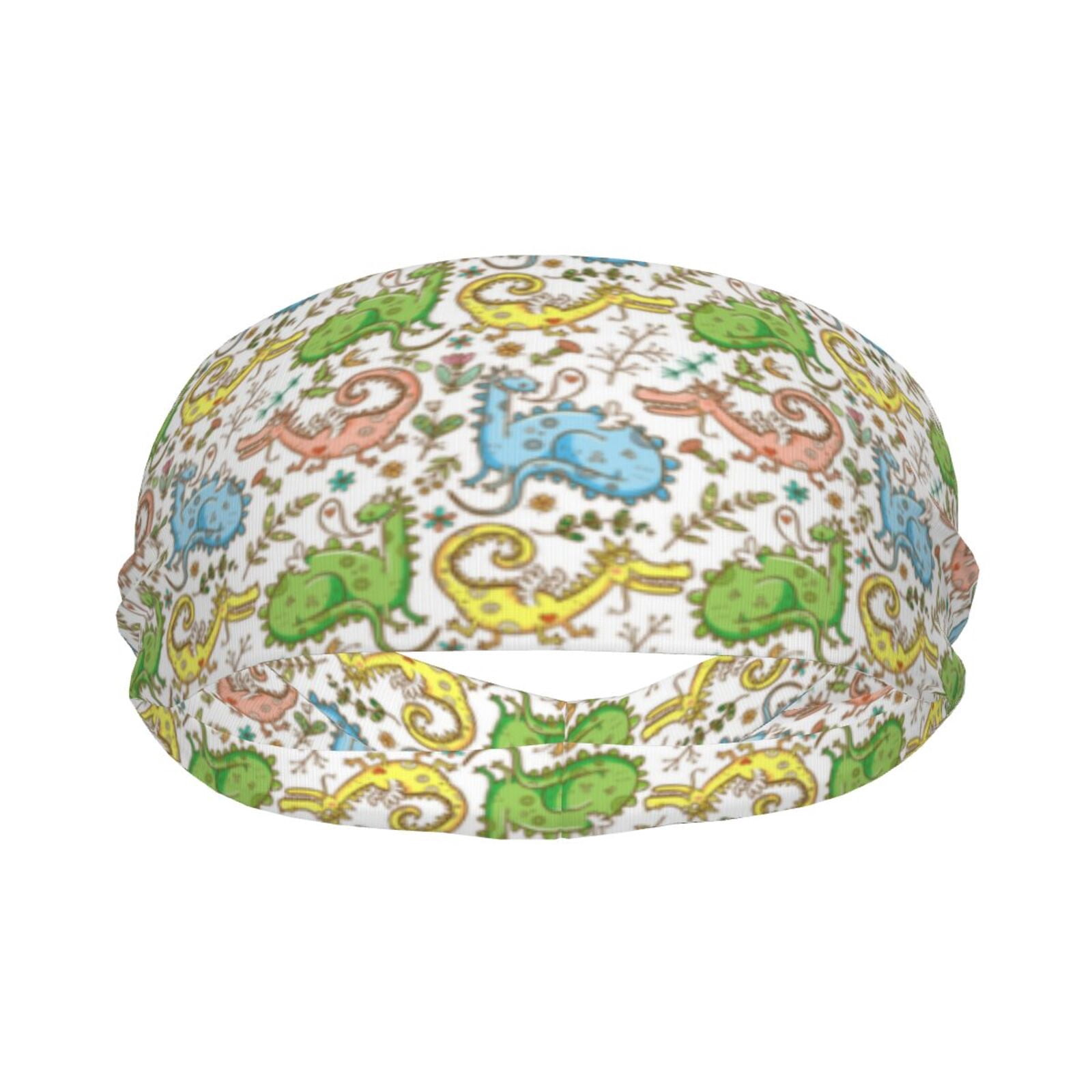 Cartoon Chameleon Lizard Flower Headbands for Women/Men, Elastic Wide ...