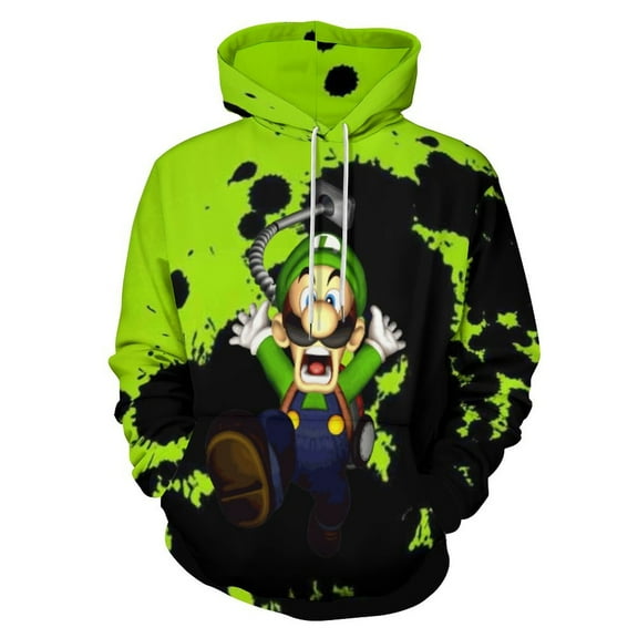 Cartoon Character Luigi's Mansion Fashion Sweatshirts Hoodies For Mens And Womens 3D Printing Hoody Pullover Winter Daily Unisex Adult Hooded Clothes With Drawstring And Pocket