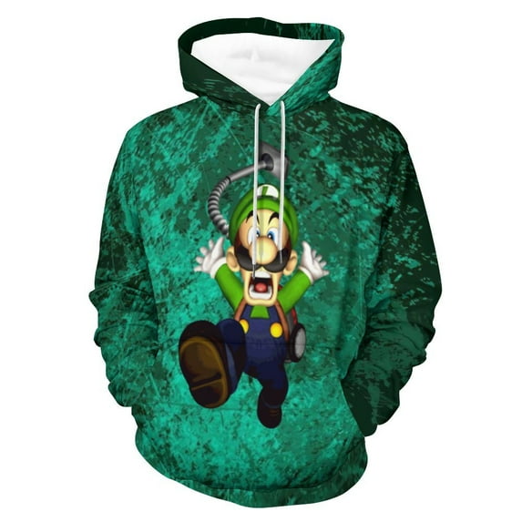 Cartoon Character Luigi's Mansion Unisex Hoodies Sweatshirts Daily Casual Pullover Hooded 3D Print Fashion Novelty Hoody Clothing For Mens And Womens