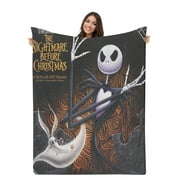 Cartoon Character Nightmare Before Christmas Blanket Jack and Sally Blankets Soft Bed Sheet Bedding Room Decor Halloween Decoration Kid Gift-A,80*120cm