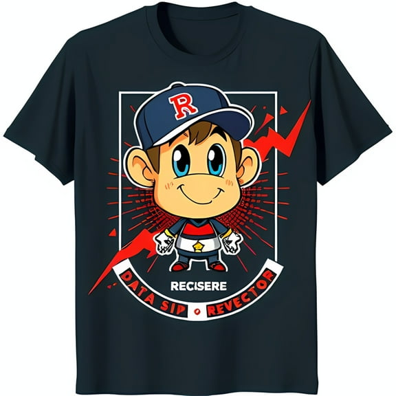 Cartoon Character T-Shirt with & Design Black Tee