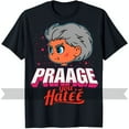 Cartoon Character TShirt with White Hair & Red Lined Face Bold 'Praage