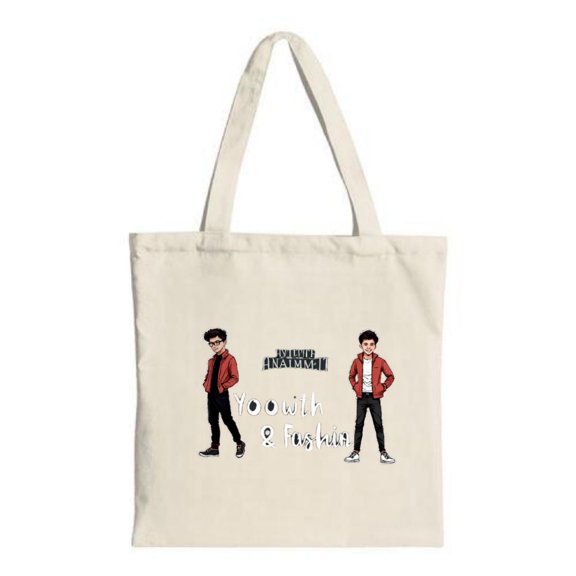 Cartoon Character Tote Bag - Red Jacket Design " YOU MUST INVENT A Youth UNHURT " - Stylish Canvas Bag for Shopping & Travel