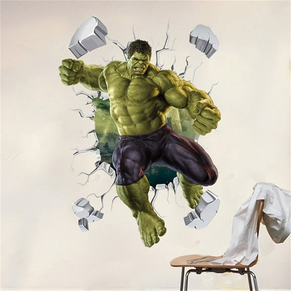 Hulk Wall Decals 3D Cartoon Wall Stickers Excellent Vinyl Wall Decor for Boys Room Living Room