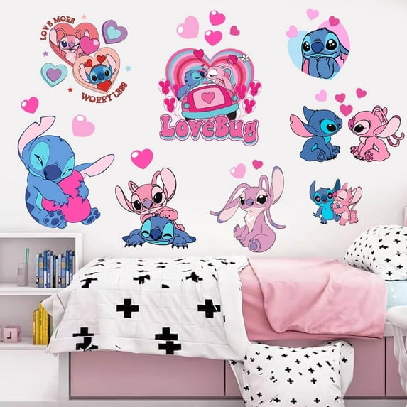 Stitch Wall Decals 3D Cartoon Wall Stickers Excellent Vinyl Wall Decor for Boys Room Living Room (SIZE 15.5 x 23.6 inches)