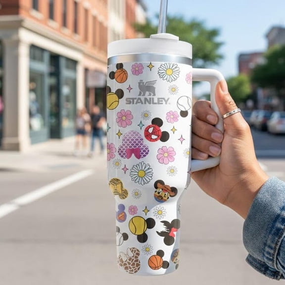 Cartoon Characters 40oz Tumbler, Disney Mickey Basketball Tumbler Tumbler Insulated Travel Cup