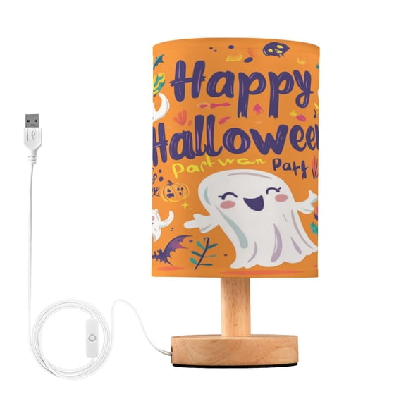 Cartoon Characters Small Lamp Printed Gifts Table Lamp USB Bedside Desk Nightstand Lamp Wood Base for Bedroom Living Room Office Desk College Dorm