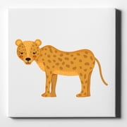 DistinctInk 10X10 Canvas Wall Art - Cartoon Cheetah Leopard - 5/8 inch Gallery Wrapped, White Edge