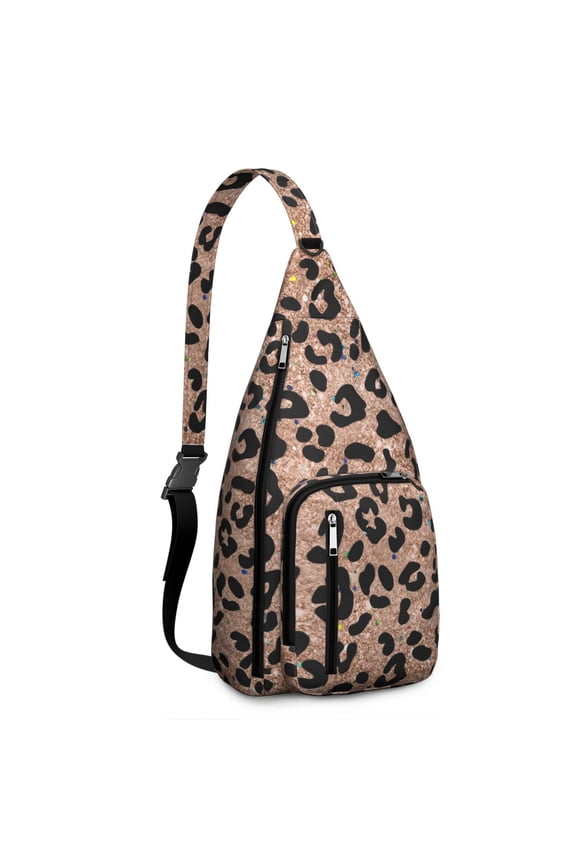 Cartoon Cheetah Sling Backpack - Cute Spotted Animal Design, Multi-Pocket Travel Bag
