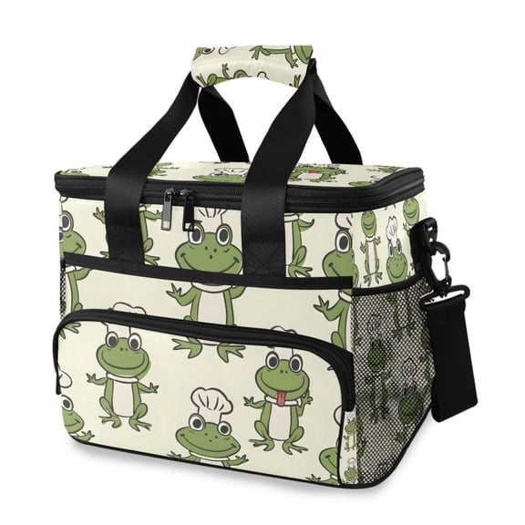 Cartoon Chef Frogs Portable Cooler Lunch Box Reusable Insulated Lunch Bag Leakproof 15L