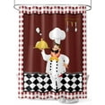 thumbnail image 1 of Cartoon Chef Kitchen Shower Curtain, Gourmet Rustic Farmhouse Red Plaid Bathroom Decor Curtains Set with Hooks, Waterproof Fabric Home Accessories， 72 X 72 Inch Long, 1 of 6