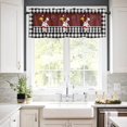 thumbnail image 1 of Cartoon Chef on Red Kitchen Curtains | 3 Pc Rod Pocket Tier Valance Set | Black White Check Border | Privacy Curtains for Living Room, Cafe Decor, 1 of 5