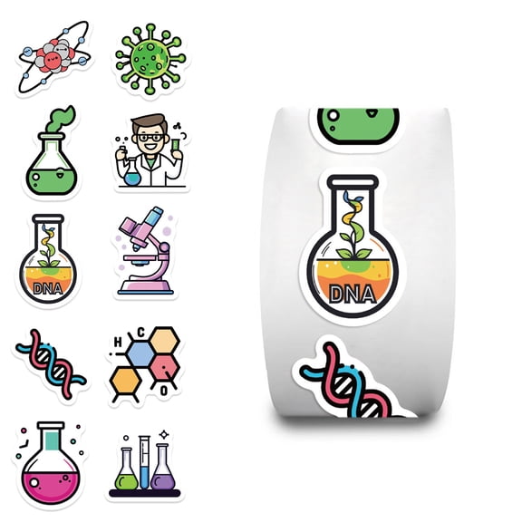 Cartoon Chemistry Experiment Stickers For Journals DIYer Scrapbooking Supplies PVC Waterproof Decoration