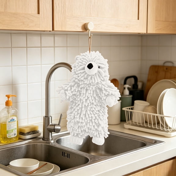 Cartoon Chenille Hanging Hand Towel, Absorbent Fast Drying Surface, Anti Pilling Shape Retaining Washable Halloween Towel, Convenient Hanging Cloth for Kitchen Bathroom Wiping
