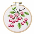 thumbnail image 1 of Cartoon Cherry Flower DIY 11CT Stamped Cross Stitch Kits Easy for Beginners Children with Hoop Needlepoint Counted Embroidery Kits Art Craft Wall Decoration 12x12inch(5), 1 of 9