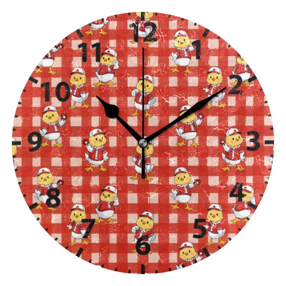 Cartoon Chick Pattern Wall Clock 10in Round Artistic Oil Painting Home Decor Desk Table Clock
