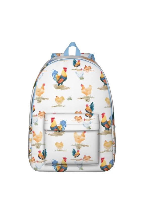 Cartoon Chick and Egg Backpack, Waterproof School Bag with Farmhouse Rustic Chicken Design