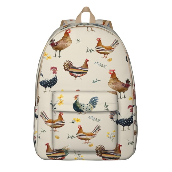 Cartoon Chicken Coop Backpack, Lightweight Waterproof School Bag with Rustic Farmhouse Pattern