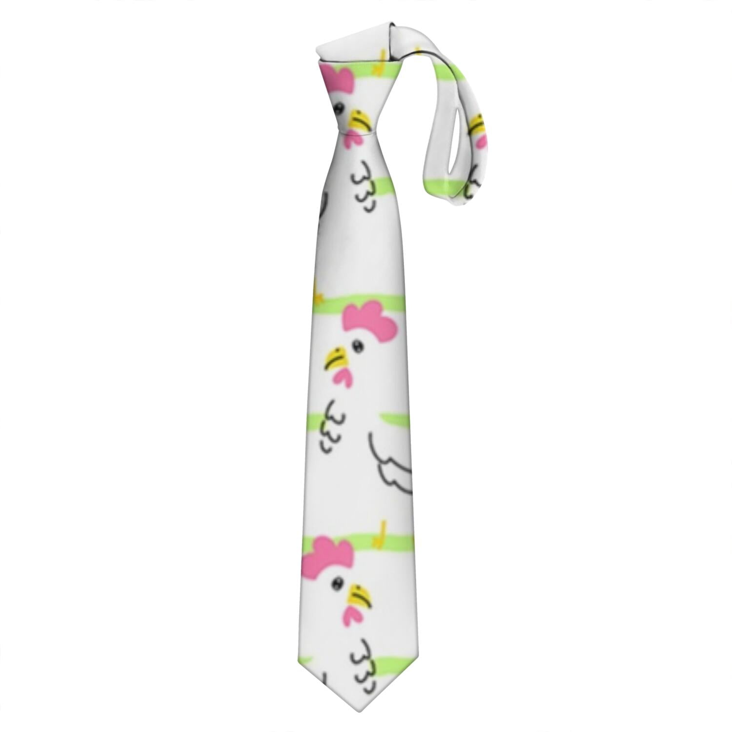 Cartoon Chicken Coop Pattern Satin Necktie - Elegant Wrinkle-Resistant ...