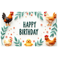 thumbnail image 1 of Cartoon Chicken Happy Birthday Banner Rooster Design Animal Theme Party Backdrop for Kids Celebration Indoor Event Decoration, 1 of 7