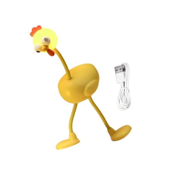 Cartoon Chicken Nightlight 3 Modes Setting Dimmer USB Rechargeable Lamps Plastic Texture Suitable for Infant Rooms