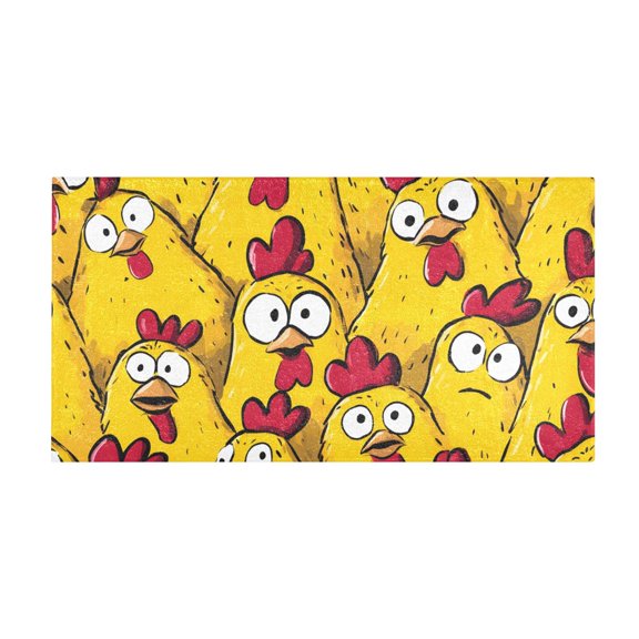 Cartoon Chickens Pattern Bath Mat 39x20 Inch Soft Absorbent Non-Slip Plush Bathroom Rug for Floor