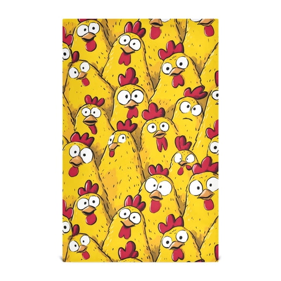Cartoon Chickens Pattern Kitchen Towels Waffle Weave Decorative Tea Towels Multi Use Dishcloths 28x18in