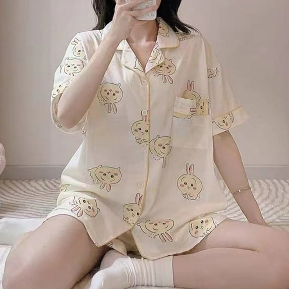 Cartoon Chiikawa Hachiware Pajama Summer Short-sleeved Shorts Cute Usagi Home Clothes Suit Long Sleeve Trousers Pajama