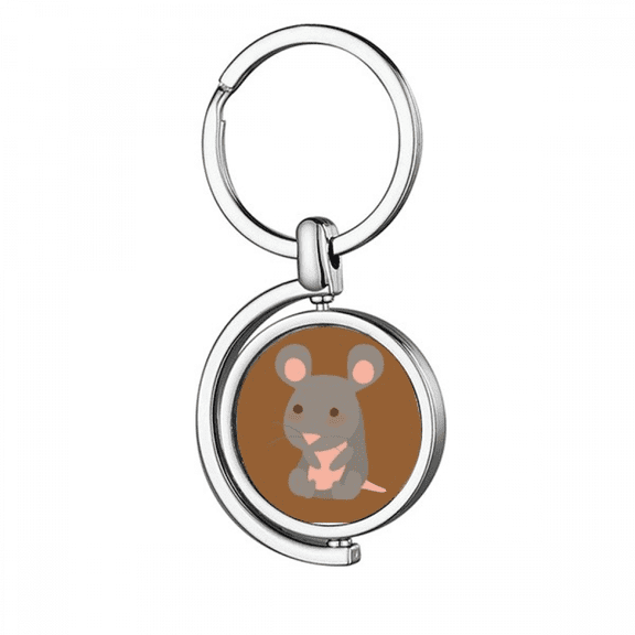 Cartoon Children Lovely Mouse Zodiac Propitious Rotating Keychain Metal Keyring Holder