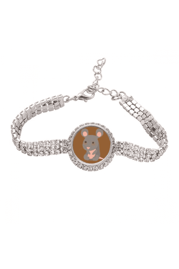 Cartoon Children Lovely Mouse Zodiac Propitious Tennis Chain Anklet Bracelet Diamond Jewelry