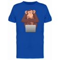 thumbnail image 1 of Cartoon Chimpanzee Using Laptop Tee Men's -Image by Shutterstock, 1 of 1