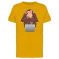 thumbnail image 1 of Cartoon Chimpanzee Using Laptop Tee Men's -Image by Shutterstock, 1 of 2