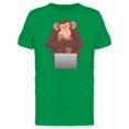 thumbnail image 1 of Cartoon Chimpanzee Using Laptop Tee Men's -Image by Shutterstock, 1 of 1
