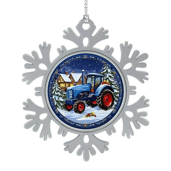 Cartoon Christmas Blue Tractor Pattern Snowflakes Ornaments Cartoon ...