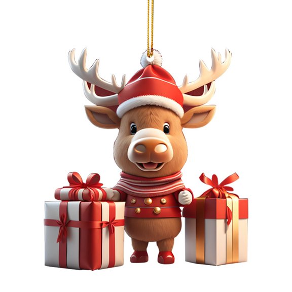 Cartoon Christmas Deer Car Hanging Home Tree Pendant Christmas Tree Pendant Home Decoration Window Wall Hanging Decoration Living Room Decoration Home Decoration 1piece