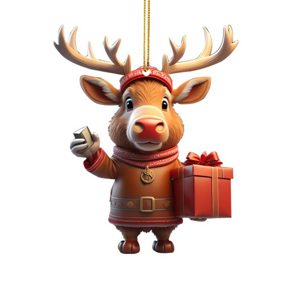 Cartoon Christmas Deer Car Hanging Home Tree Pendant Christmas Tree Pendant Home Decoration Window Wall Hanging Decoration Living Room Decoration Home Decoration 1piece