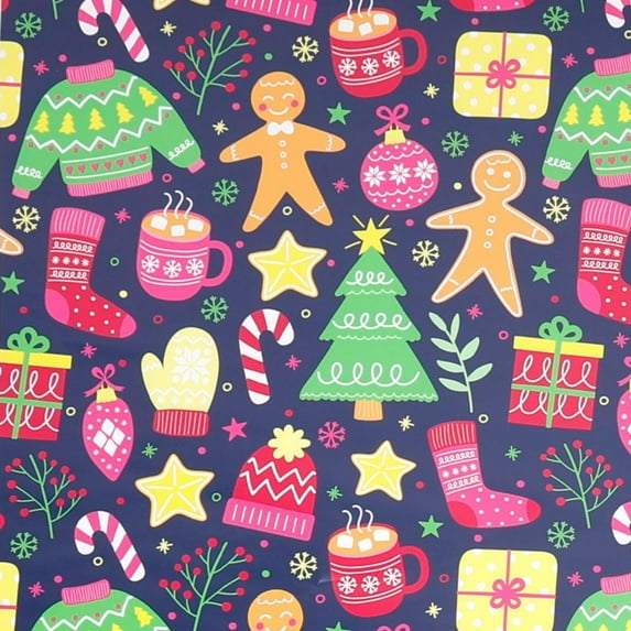 Cartoon Christmas Gift Wrapping Paper Cute Snowflake Elk Snowman Christmas Decorative Paper DIY Craft Flower Bouquet Home Party Decoration Background Paper