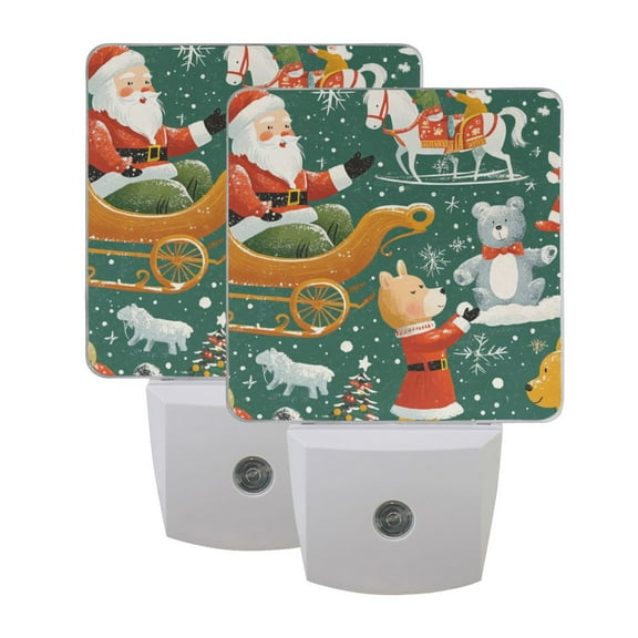 Cartoon Christmas Pictures LED Night Light with Smart Sensor Plug Into Wall Dusk to Dawn 2 packs