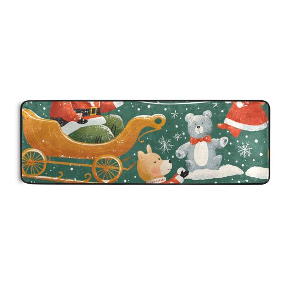 Cartoon Christmas Pictures Runner Rug for Hallways Kitchen Non Slip 2'x 6' Washable Hall Carpet for Bedroom Entryway Laundry Room
