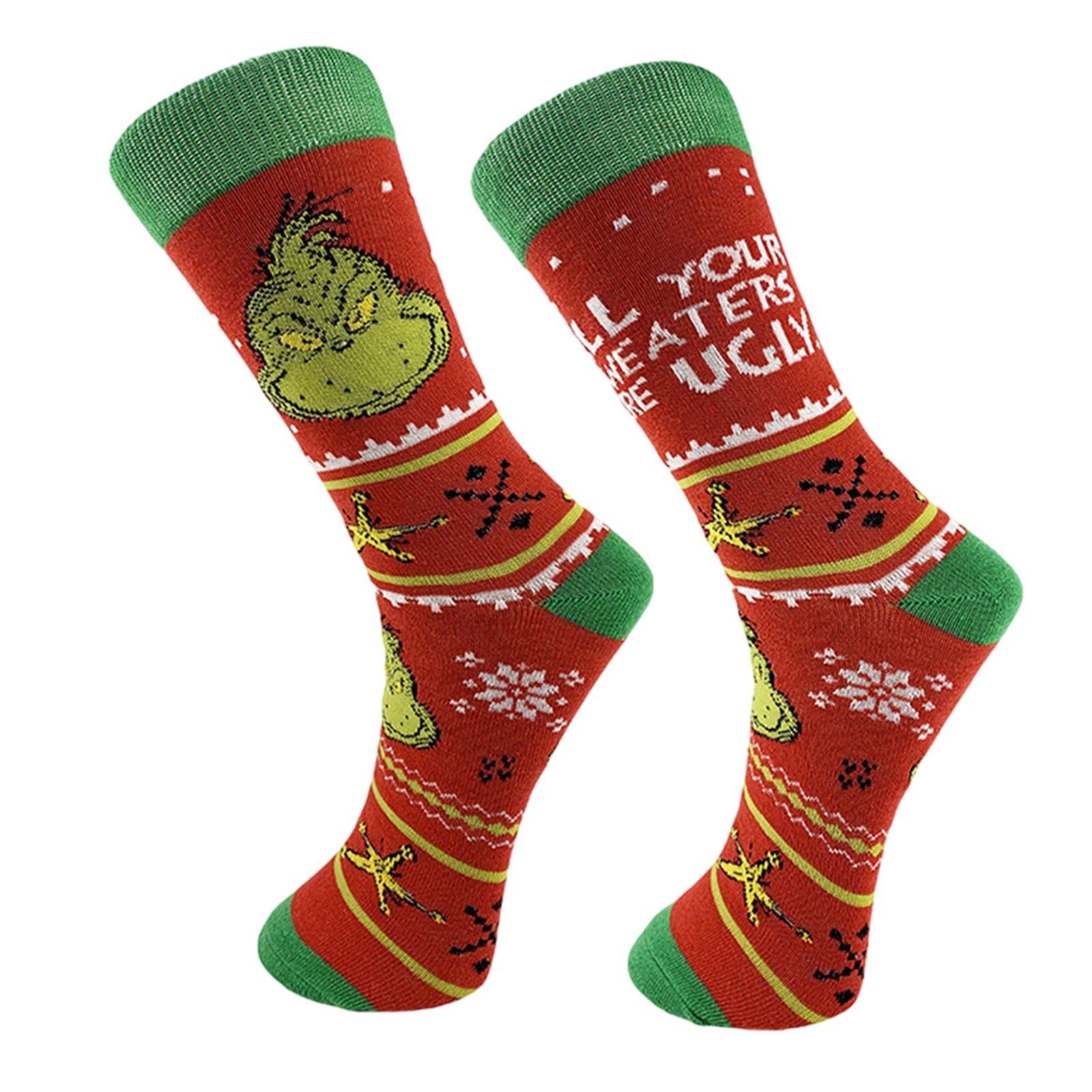 Cartoon Christmas Slipper Socks for Men Women, Grinch Thick Warm