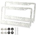 thumbnail image 1 of Cartoon Christmas Tree License Plate Frame - 2 Pack Universal Stainless Steel License Plate Holder with Screws & Chrome Caps, 2 Holes Car License Plate Cover for US Vehicles Decorative, 1 of 7
