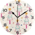 thumbnail image 1 of Cartoon Christmas Tree Wall Clock Round Vintage Silent Non Ticking Battery Operated Accurate Arabic Numerals Design for Home Kitchen Living Room Bedroom Inch, 1 of 5