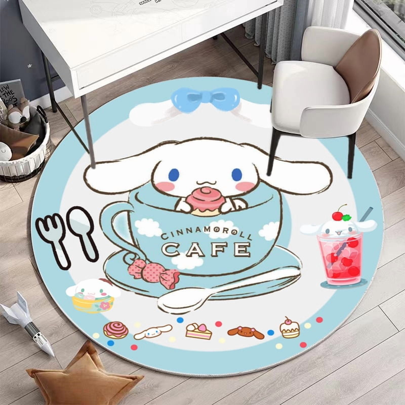 Cartoon Cinnamoroll Round Rug Living Room Bedroom Carpet Bedside Rug ...