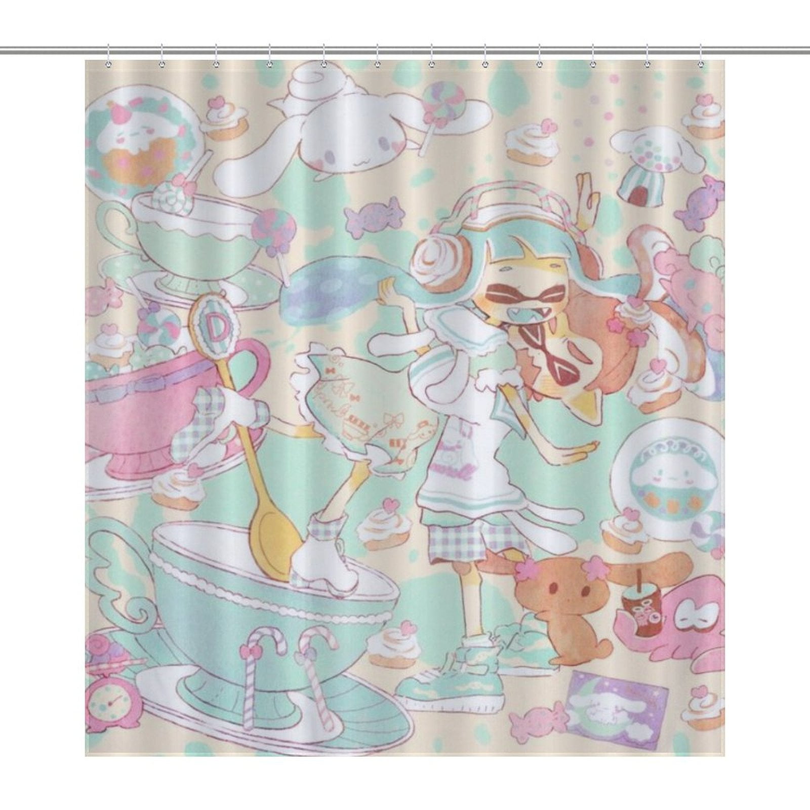 Cartoon Cinnamoroll Shower Curtain Room Dividers Cute Water Proof Ombre