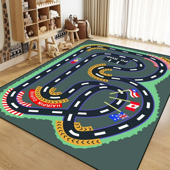 Cartoon City Traffic Carpet Baby Play Mat Fluffy Soft Large Area Rug Non-slip City Roadmap Traffic S