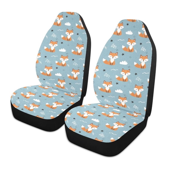 Cartoon Cloud Fox Pattern Car Seat Covers Front Seats Universal Fit for Sedan SUV Truck Van