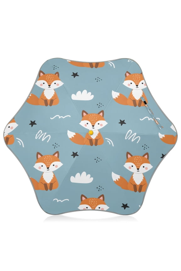 Cartoon Cloud Fox Pattern Kids Umbrella Rain Umbrella Clear Grip Handle Folding Umbrellas UV50+ 35in