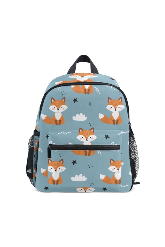 Cartoon Cloud Fox Pattern Mini Backpack Cute Small Backpack with Chest Strap and Whistle Ages 3-8